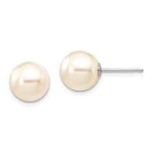 Load image into Gallery viewer, 14K White Gold 8-9mm Round White Saltwater Akoya Cultured Pearl Earrings

