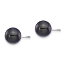 Load image into Gallery viewer, 14K White Gold 7-8mm Round Black Saltwater Akoya Cultured Pearl Earrings
