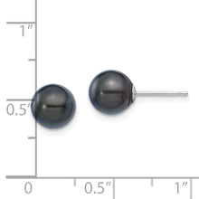Load image into Gallery viewer, 14K White Gold 7-8mm Round Black Saltwater Akoya Cultured Pearl Earrings
