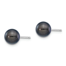 Load image into Gallery viewer, 14K White Gold 6-7mm Round Black Saltwater Akoya Cultured Pearl Earrings

