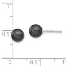 Load image into Gallery viewer, 14K White Gold 6-7mm Round Black Saltwater Akoya Cultured Pearl Earrings
