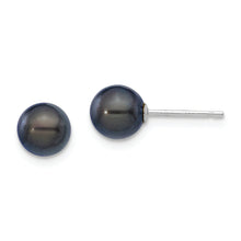 Load image into Gallery viewer, 14K White Gold 6-7mm Round Black Saltwater Akoya Cultured Pearl Earrings
