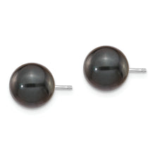 Load image into Gallery viewer, 14K White Gold 8-9mm Round Black Saltwater Akoya Cultured Pearl Earrings
