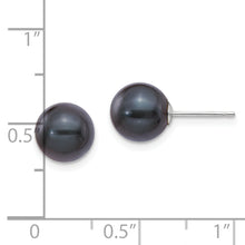 Load image into Gallery viewer, 14K White Gold 8-9mm Round Black Saltwater Akoya Cultured Pearl Earrings
