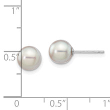 Load image into Gallery viewer, 14K White Gold 6-7mm Round Grey Saltwater Akoya Cultured Pearl Earrings
