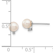 Load image into Gallery viewer, 14K White Gold 5-6mm Round White Saltwater Akoya .02ct. Diamond Earrings
