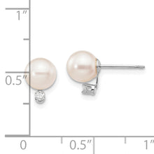 Load image into Gallery viewer, 14K White Gold 6-7mm Round White Saltwater Akoya .06ct. Diamond Earrings
