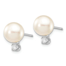 Load image into Gallery viewer, 14K White Gold 7-8mm Round White Saltwater Akoya .10ct. Diamond Earrings
