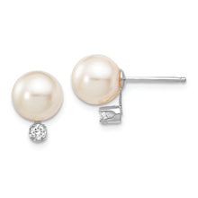 Load image into Gallery viewer, 14K White Gold 7-8mm Round White Saltwater Akoya .10ct. Diamond Earrings
