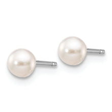 Load image into Gallery viewer, 14K White Gold 3-4mm Round White Saltwater Akoya Cultured Pearl Earrings

