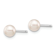 Load image into Gallery viewer, 14K White Gold 4-5mm Round White Saltwater Akoya Cultured Pearl Earrings
