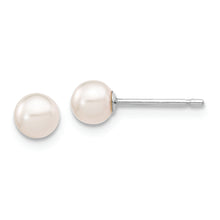 Load image into Gallery viewer, 14K White Gold 4-5mm Round White Saltwater Akoya Cultured Pearl Earrings
