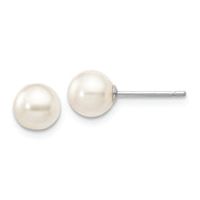 Load image into Gallery viewer, 14K White Gold 5-6mm Round White Saltwater Akoya Cultured Pearl Earrings
