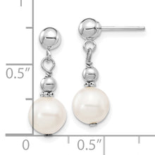 Load image into Gallery viewer, 14kw 7-8mm White Semi-round Freshwater Cultured Pearl Post Dangle Earrings
