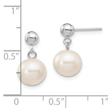 Load image into Gallery viewer, 14kw 8-8.5mm White Round Freshwater Cultured Pearl Post Dangle Earrings
