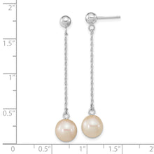 Load image into Gallery viewer, 14kw 7-8mm White Round Freshwater Cultured Pearl Post Dangle Earrings
