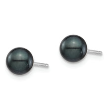 Load image into Gallery viewer, 14K White Gold 5-6mm Round Black Saltwater Akoya Cultured Earrings
