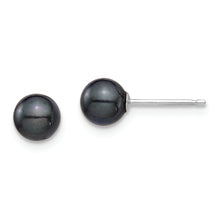 Load image into Gallery viewer, 14K White Gold 5-6mm Round Black Saltwater Akoya Cultured Earrings
