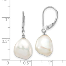 Load image into Gallery viewer, 14K White Gold 13x15mm Keshi White FWC Pearl Dangle Earrings
