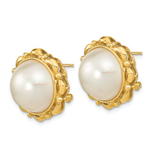 Load image into Gallery viewer, 14K 13-14mm White Saltwater Mabe Pearl Omega Back Earrings

