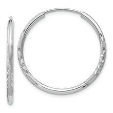 Load image into Gallery viewer, 14k White Gold 1.5mm Diamond-cut Endless Hoop Earrings
