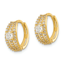 Load image into Gallery viewer, 14K Polished Fancy CZ Hoop Earrings

