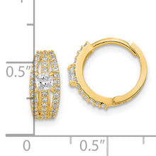 Load image into Gallery viewer, 14K Polished Fancy CZ Hoop Earrings
