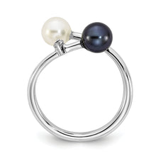 Load image into Gallery viewer, 14K WG 5-6mm Round Black &amp; White Saltwater Akoya Pearl Dia. Adj. Ring
