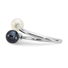 Load image into Gallery viewer, 14K WG 5-6mm Round Black &amp; White Saltwater Akoya Pearl Dia. Adj. Ring
