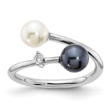 Load image into Gallery viewer, 14K WG 5-6mm Round Black &amp; White Saltwater Akoya Pearl Dia. Adj. Ring
