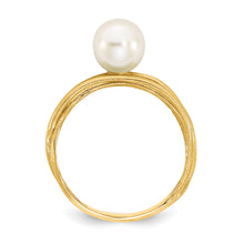 Load image into Gallery viewer, 14K 7-8mm Round White Freshwater Cultured Pearl Brushed Ring
