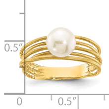 Load image into Gallery viewer, 14K 7-8mm Round White Freshwater Cultured Pearl Brushed Ring
