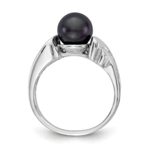 Load image into Gallery viewer, 14k White Gold 7mm Black FW Cultured Pearl ring
