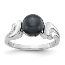 Load image into Gallery viewer, 14k White Gold 7mm Black FW Cultured Pearl ring
