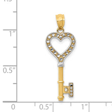 Load image into Gallery viewer, 14K w/White Rhodium Polished Heart Key Charm
