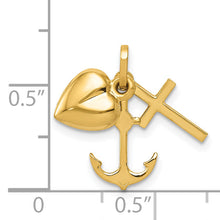 Load image into Gallery viewer, 14K Polished Heart Cross Anchor Pendant
