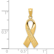 Load image into Gallery viewer, 14k Gold Polished SURVIVOR Ribbon Pendant
