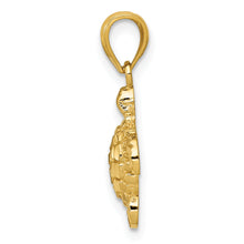 Load image into Gallery viewer, 14K Gold Polished and Textured Diamond-cut Turtle Pendant
