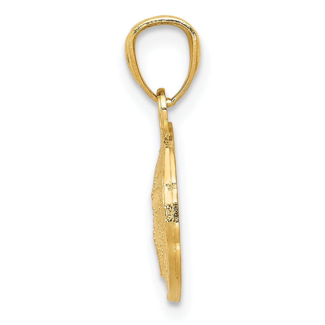 14K Gold Polished and Textured Sand Dollar Pendant