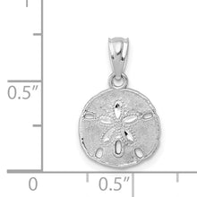 Load image into Gallery viewer, 14K White Gold Polished and Textured Sand Dollar Pendant
