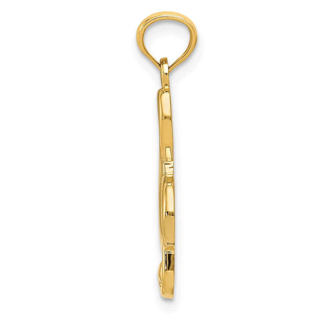 14k Gold Polished Treble Clef Pendant