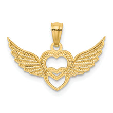 Load image into Gallery viewer, 14K and White Rhodium Polished Hearts w/ Wings Pendant
