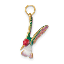 Load image into Gallery viewer, 14k Enameled 3D Hummingbird Pendant
