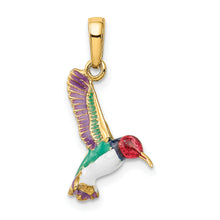 Load image into Gallery viewer, 14k Enameled 3D Hummingbird Pendant

