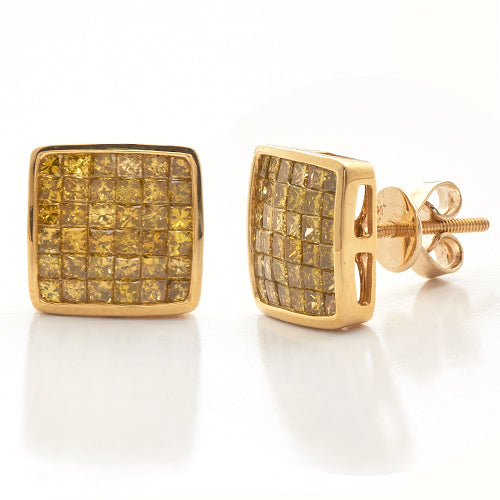 10KY 1.75CTW YELLOW PRINCESS DIAMOND INVISIBLE SET