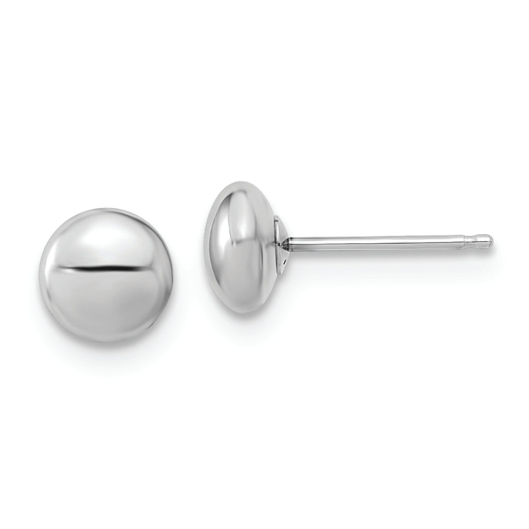 14k White Gold Polished Button Post Earrings