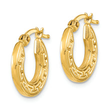 Load image into Gallery viewer, 14K Polished Hollow Greek Key Hoop Earrings
