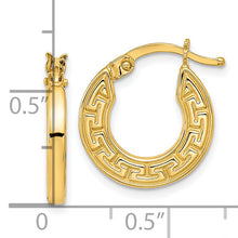 Load image into Gallery viewer, 14K Polished Hollow Greek Key Hoop Earrings
