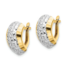 Load image into Gallery viewer, 14k w/ White Rhodium Diamond-cut Hinged Earrings
