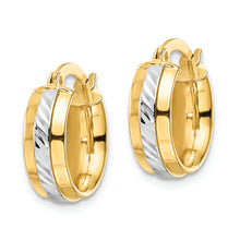 Load image into Gallery viewer, 14k w/ White Rhodium Diamond-cut Hoop Earrings
